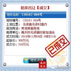 总成交价936万,禹州2宗土地拍出,均为加油站用地! 总成交价936万,禹州2宗土地拍出,均为加油站用地!