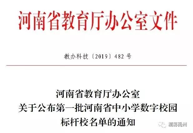 全省首批标杆校园,禹州榜上有名! 全省首批标杆校园,禹州榜上有名!