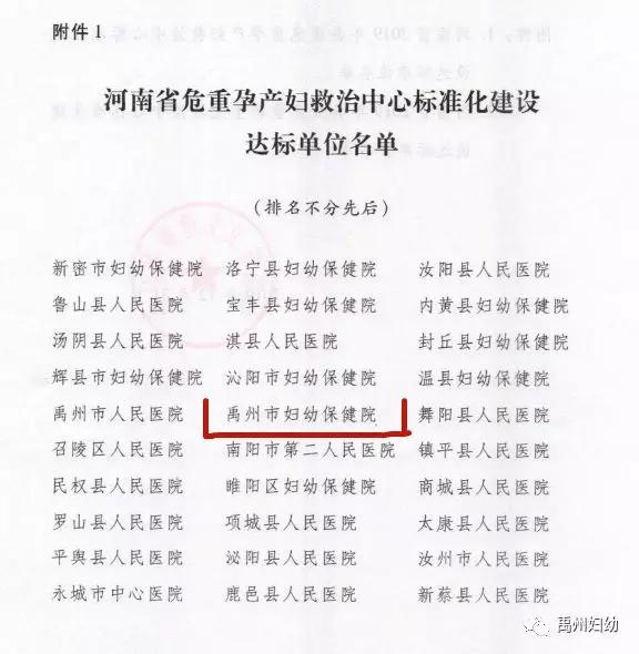 禹州妇幼保健院被省卫健委评定为省标准化建设单位! 禹州妇幼保健院被省卫健委评定为省标准化建设单位!