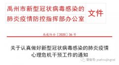 共抗疫情 守护心灵 ——禹州启动疫情心理危机干预工作