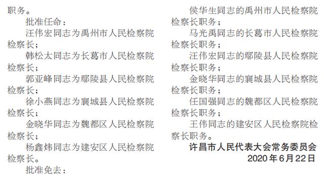许昌最新人事任免！涉及禹州