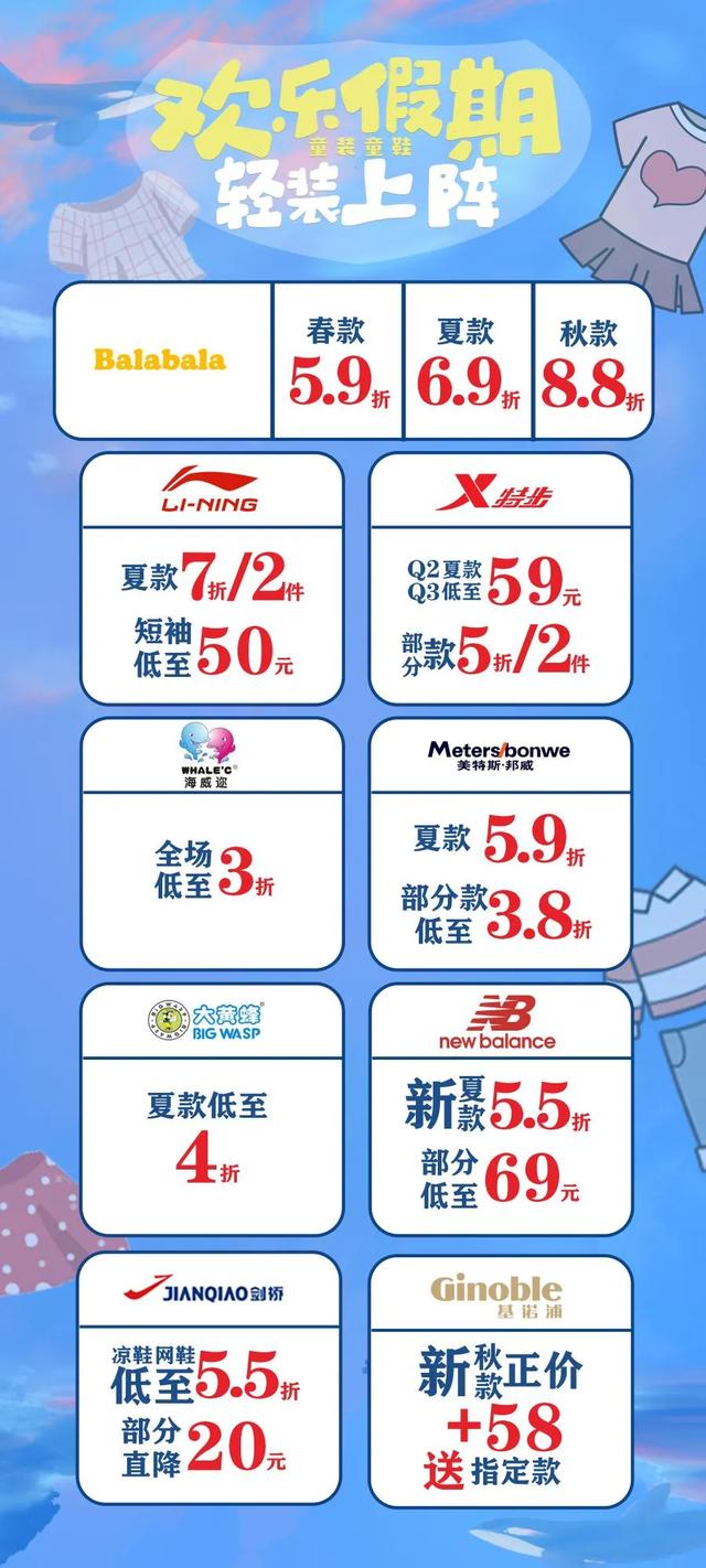 禹州一峰超市:全场夏出清,儿童品类低至3折! 禹州一峰超市:全场夏出清,儿童品类低至3折!