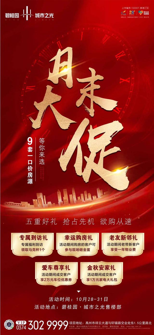禹州碧桂园城市之光月末大促推出9套一口价房源
