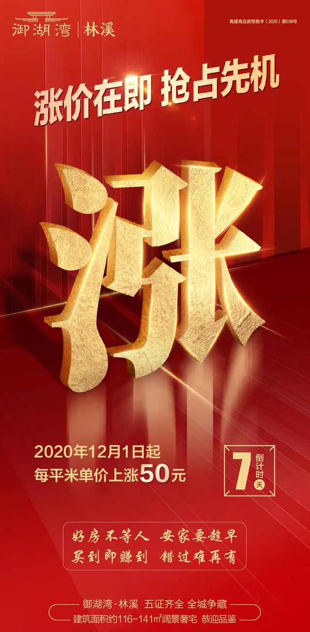 禹州御湖湾林溪12月1日起单价上调50元/㎡