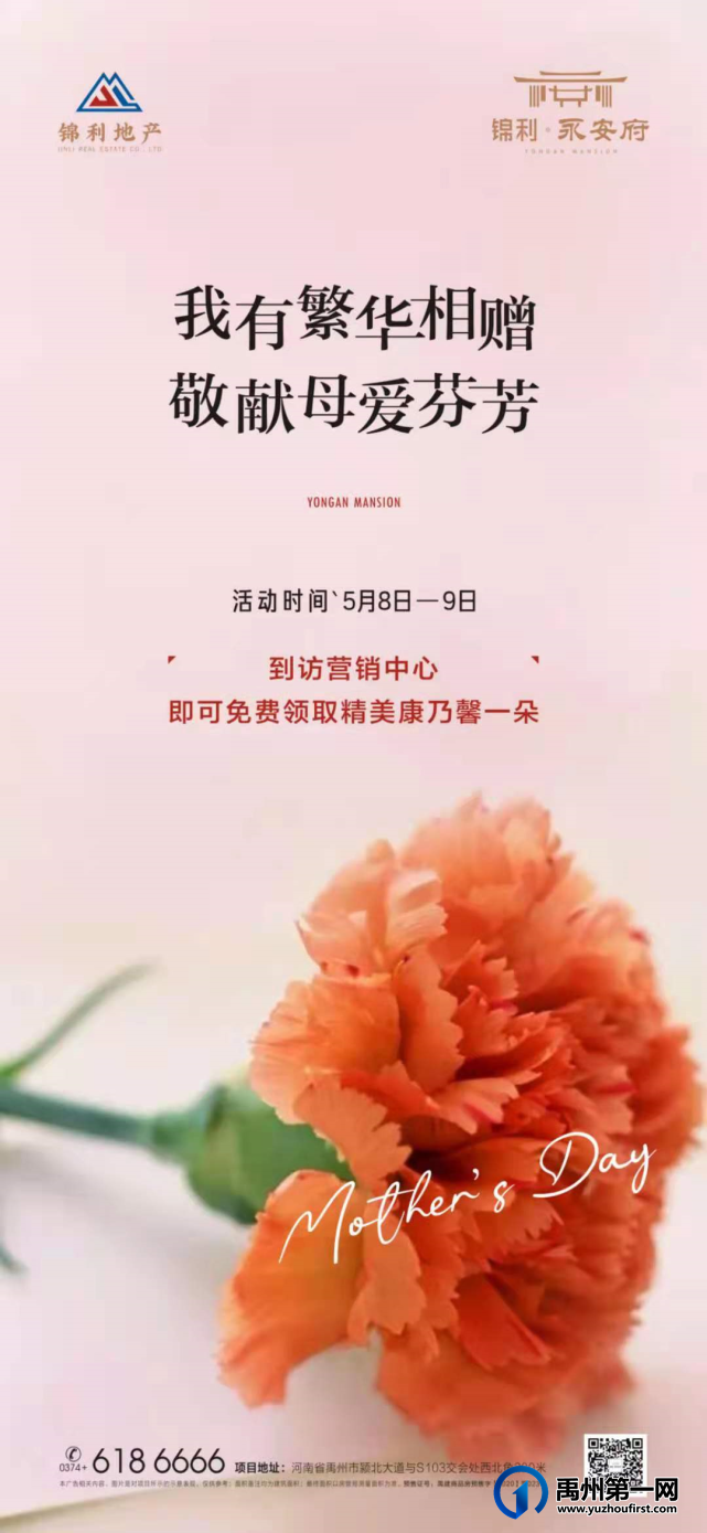 禹州锦利永安府献礼母亲节 领取精美康乃馨