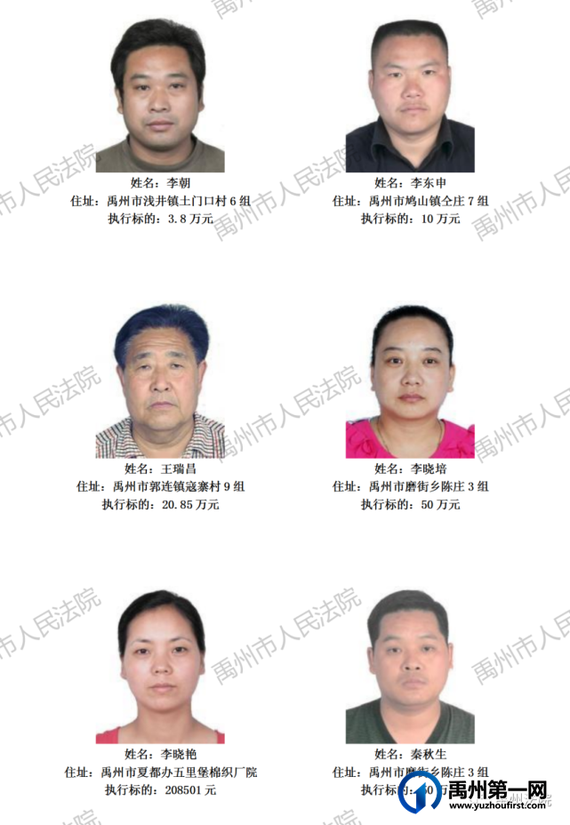 禹州市人民法院公布2021年第三批失信被执行人名单 禹州市人民法院公布2021年第三批失信被执行人名单