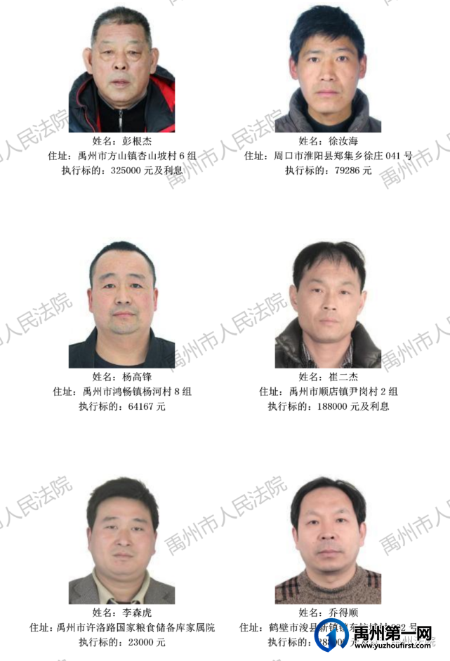 禹州市人民法院公布2021年第四批失信被执行人名单 禹州市人民法院公布2021年第四批失信被执行人名单