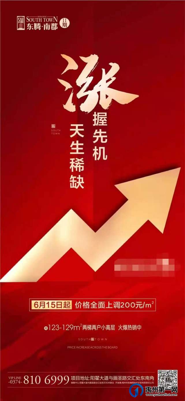 禹州东腾南郡6月15日起价格全面上调200元/㎡
