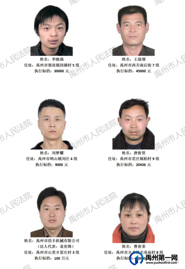 禹州市人民法院公布2021年第五批失信被执行人名单 禹州市人民法院公布2021年第五批失信被执行人名单