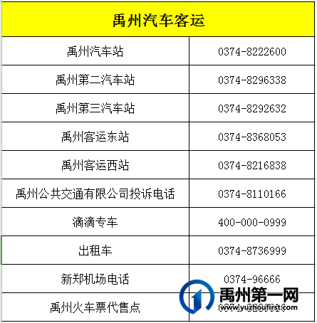 禹州第二汽车站电话0374-8296338