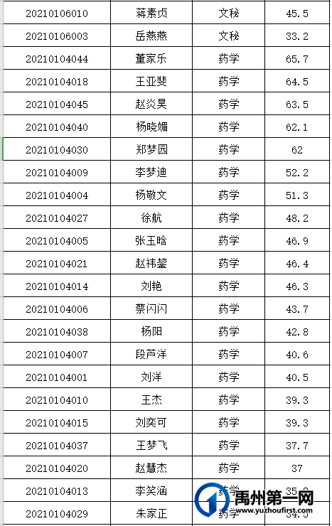 禹州市中心医院 2021年公开招聘人员笔试成绩公告