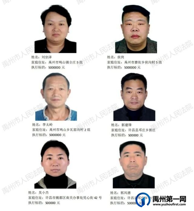 禹州公布2022年第九批失信被执行人名单！