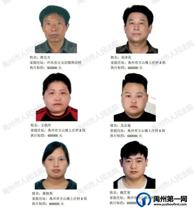 禹州公布2022年第九批失信被执行人名单！