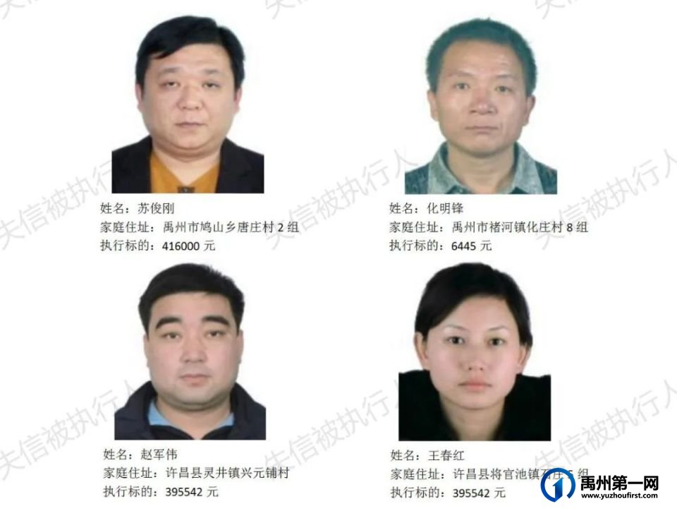 禹州法院：公布2023年第七批失信被执行人名单！