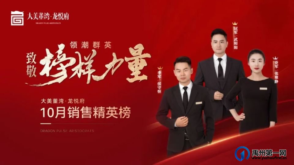 禹州大美董湾龙悦府：十月销售冠亚季军，追光的人，终会光芒万丈！