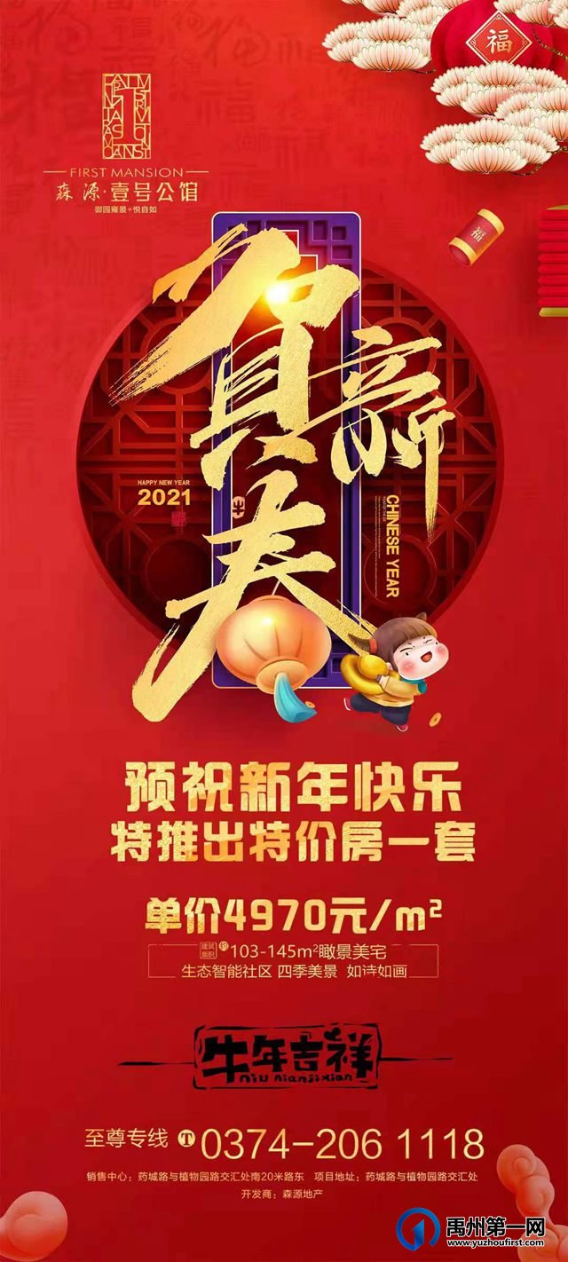 禹州森源壹号城邦推出特价房单价4970元/㎡